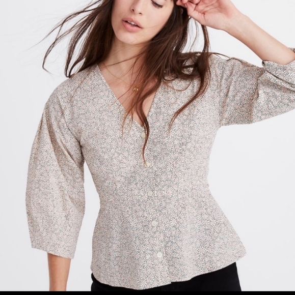 Madewell Tops Madewell Florentine Peplum Top In Daisy
